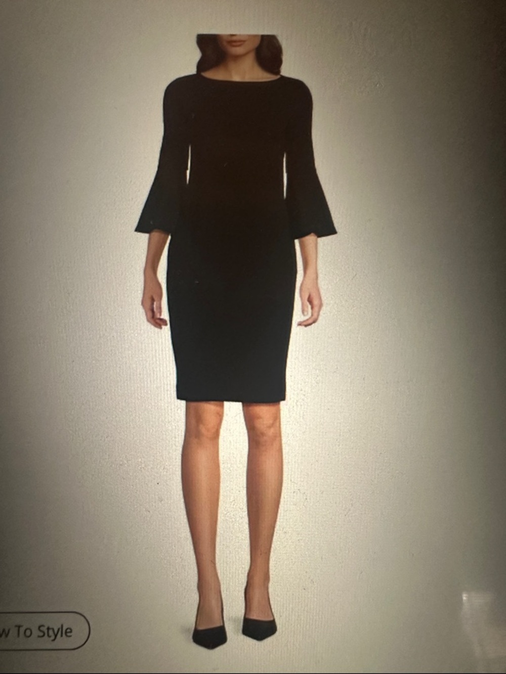 NWT Calvin Klein Black 3/4 Bell-Sleeve Sheath Dress, size 14